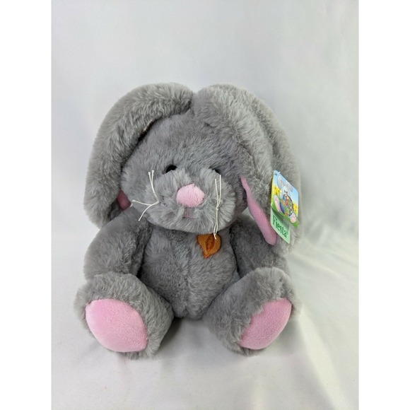 Fiesta Other - Fiesta Gray Rabbit Plush Bunny 9 Inch Embroidered Carrot Stuffed Animal Toy